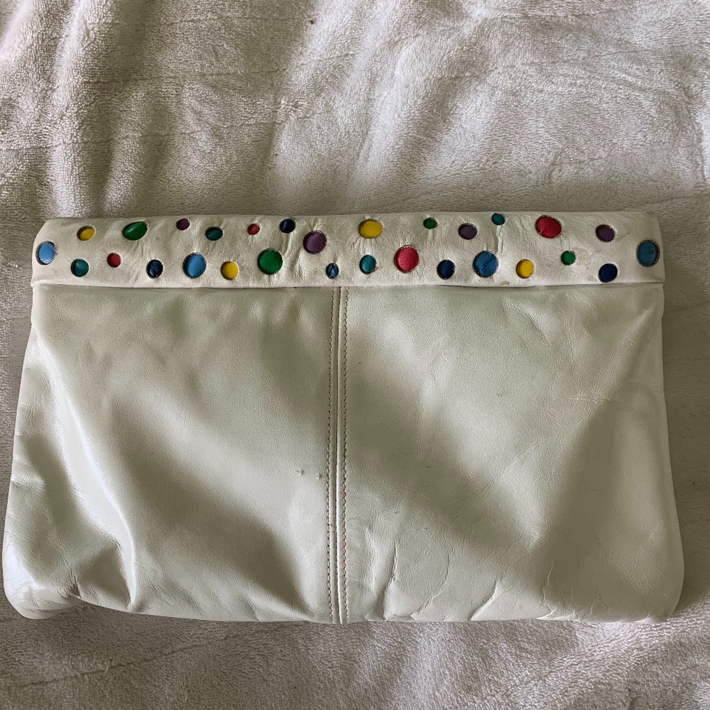 White Leather Purse Bag Clutch  or Straps Shoulder
